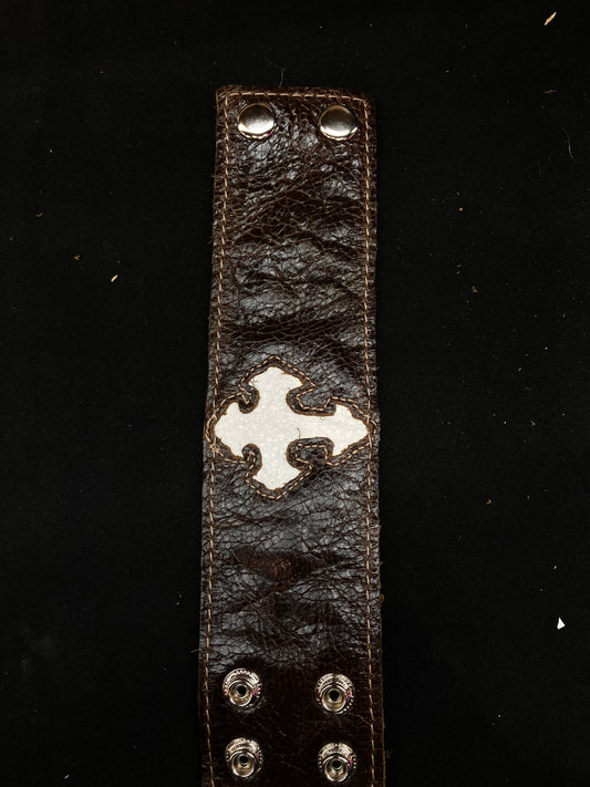 Leather Cross Bracelet with Secret Pocket