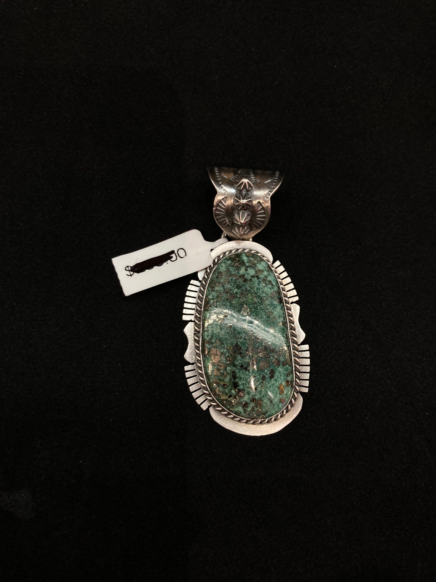 Old Kings Manassa Turquoise Pendant with a 12mm bale by John Nelson, Navajo