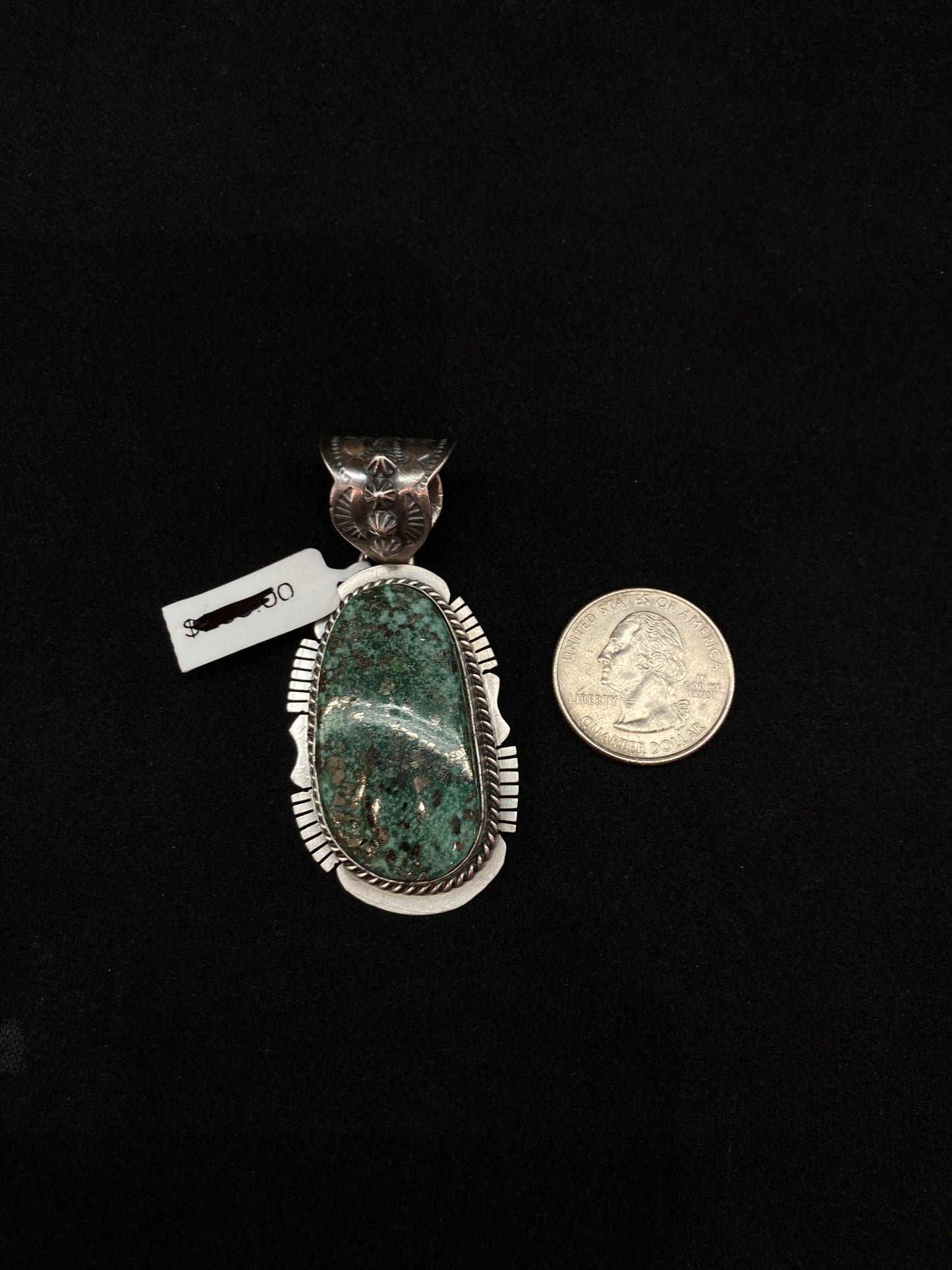 Old Kings Manassa Turquoise Pendant with a 12mm bale by John Nelson, Navajo