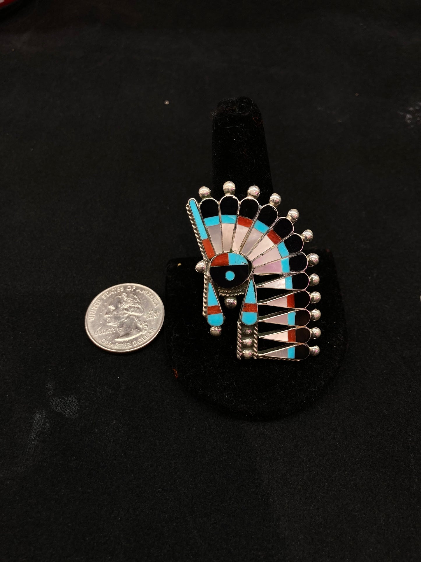 9.5 Inlayed Native American Head Dress Ring