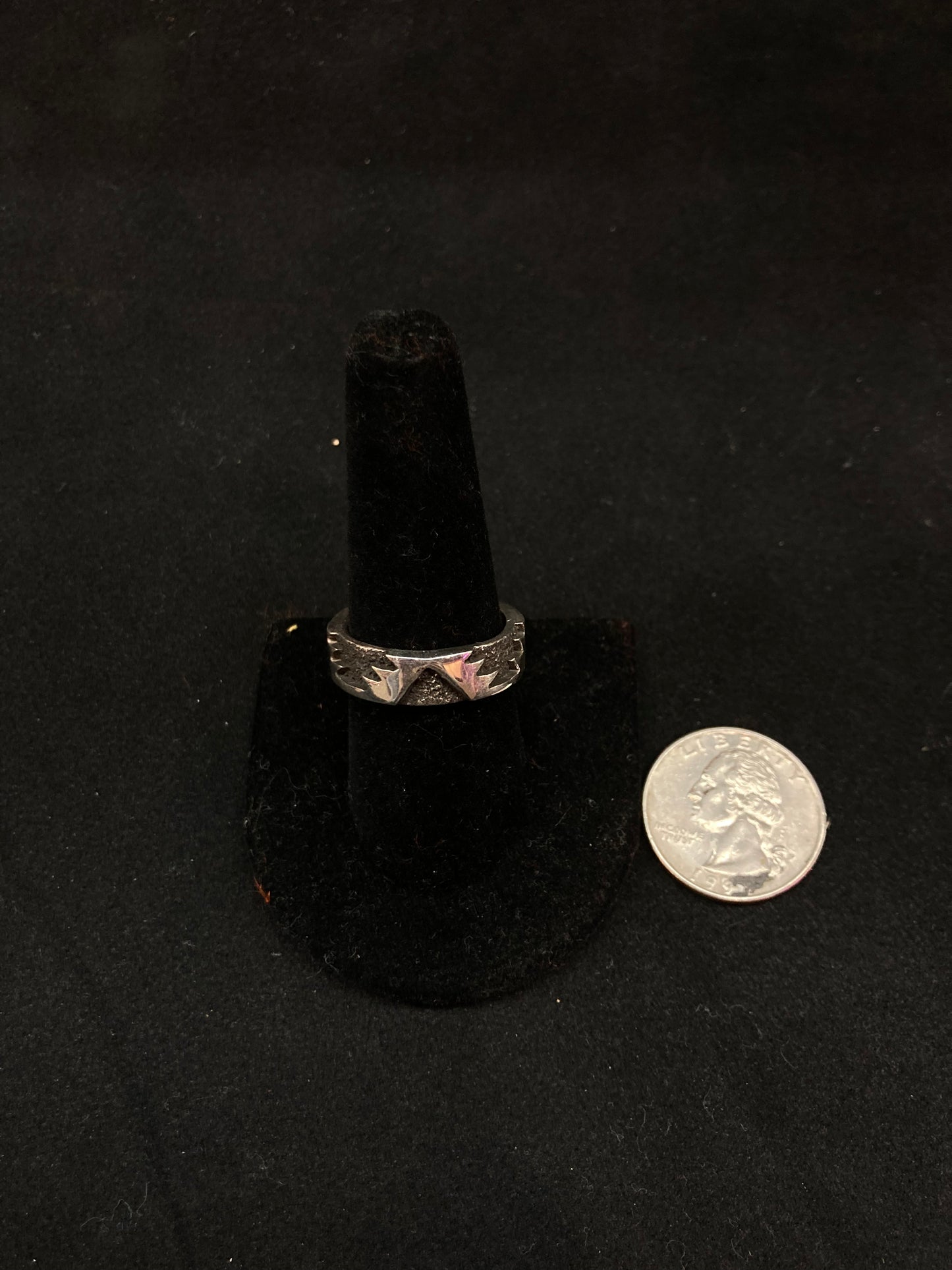 Sterling Silver Overlay Ring by Marie Jackson, Navajo