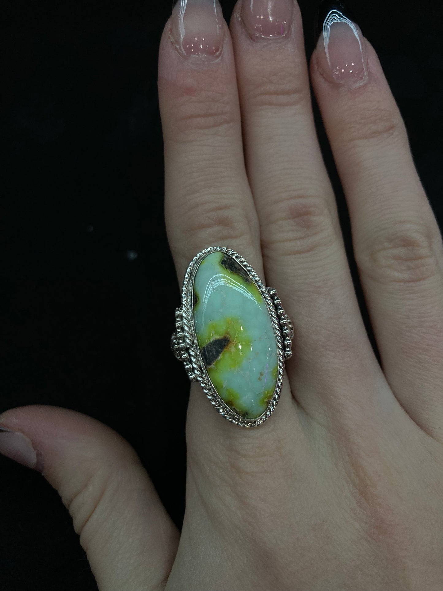 8.0 Palomino Turquoise Ring by Andrew Vandever, Navajo