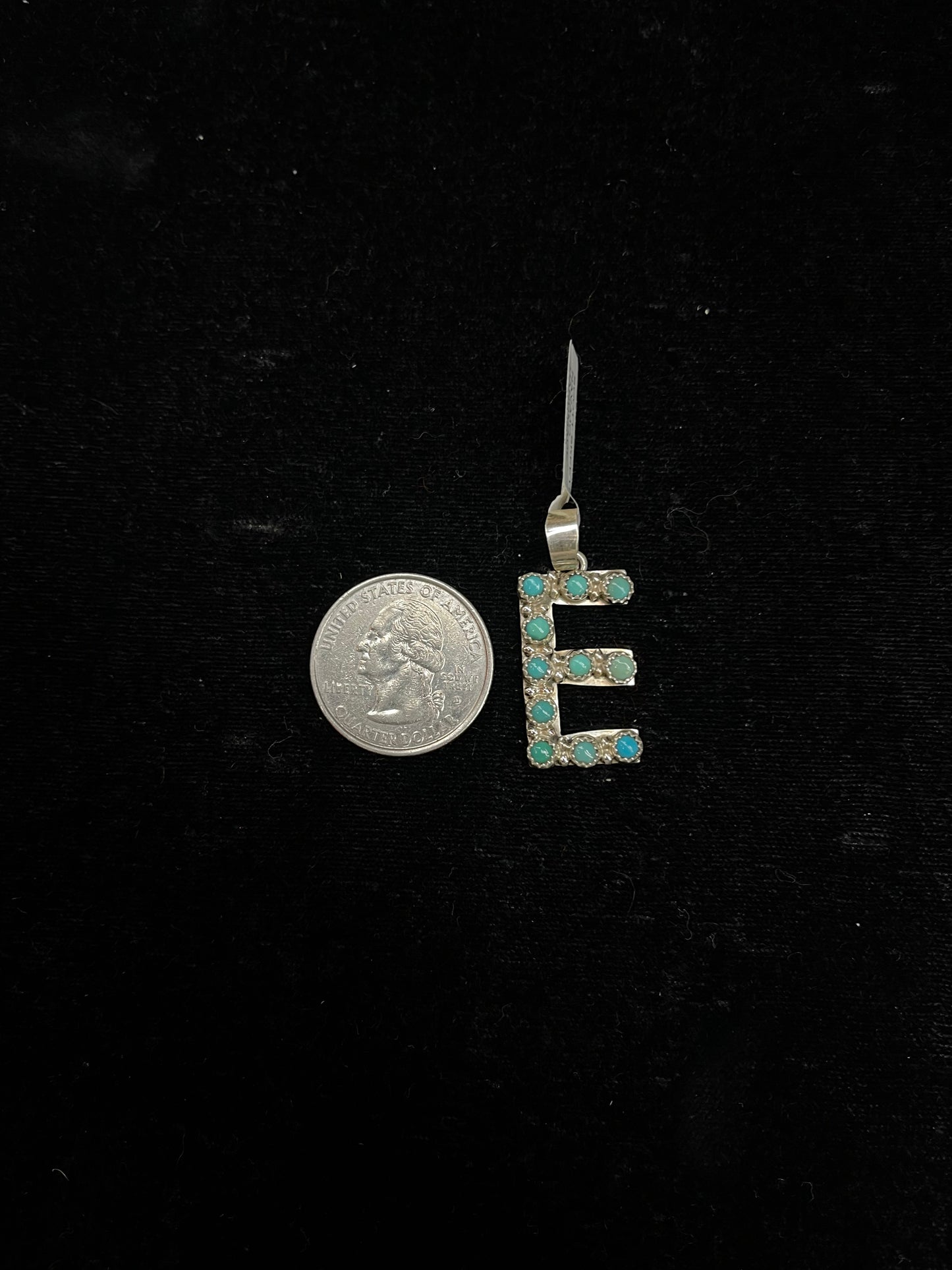 "E" Turquoise Pendant by Scott Skeets, Navajo