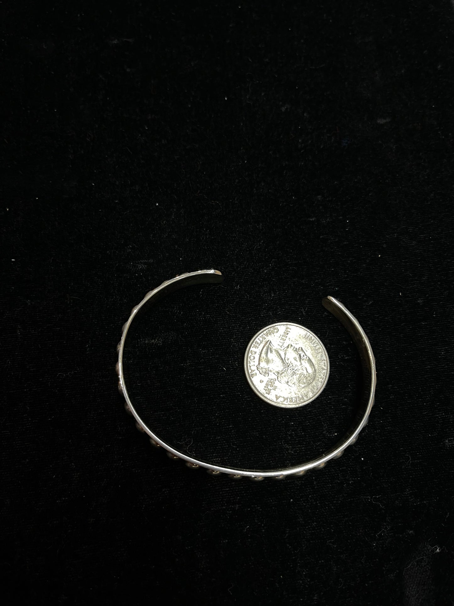6” Sterling Silver Semi Circle Cut Cuff Bracelet Adjustable