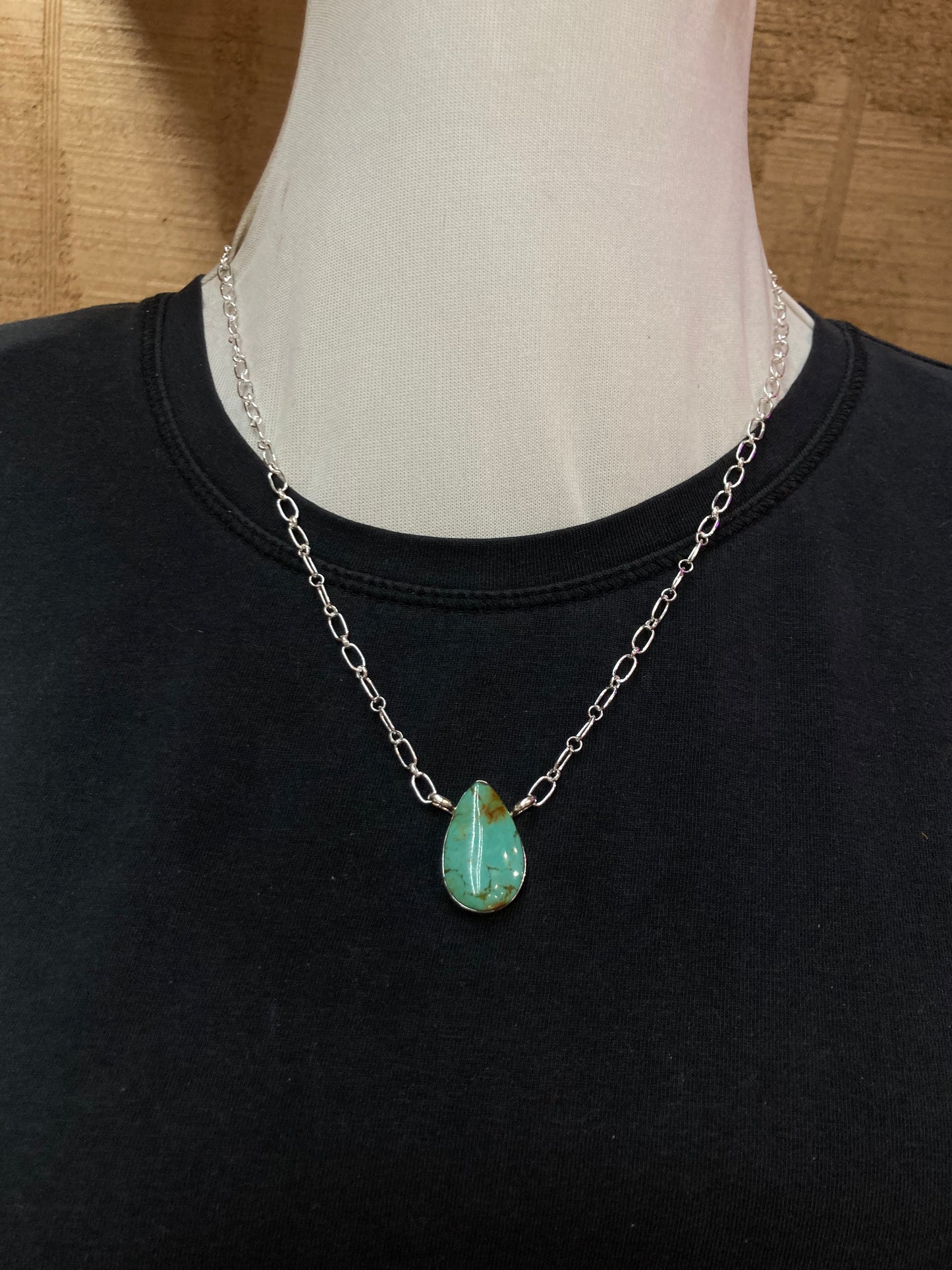 Turquoise Tear Drop Necklace by Dorothy Lee, Navajo