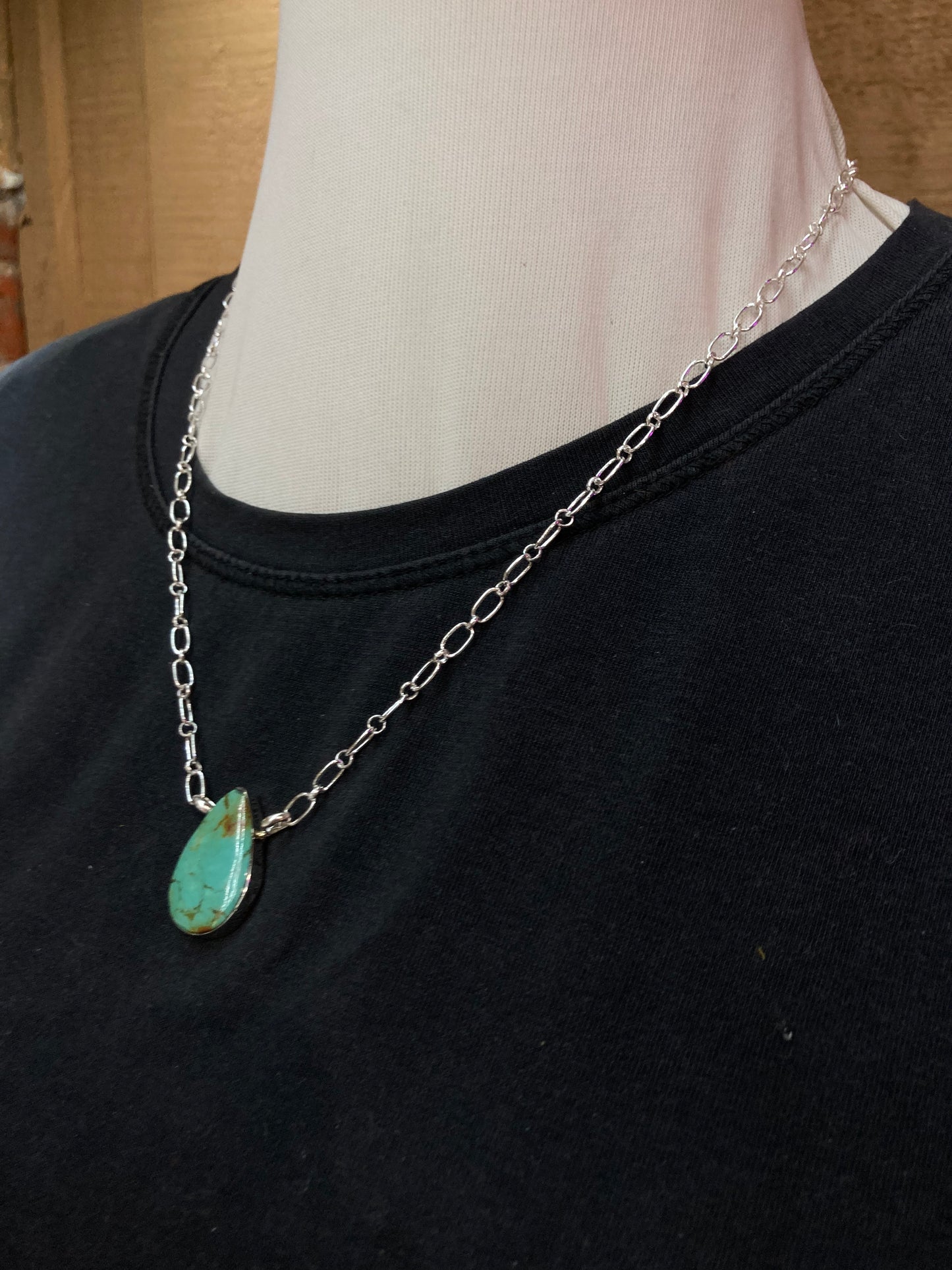 Turquoise Tear Drop Necklace by Dorothy Lee, Navajo