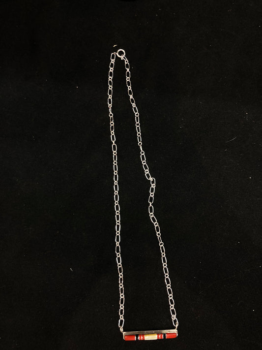17” Inlay Bar Necklace by Roland Natachu, Zuni