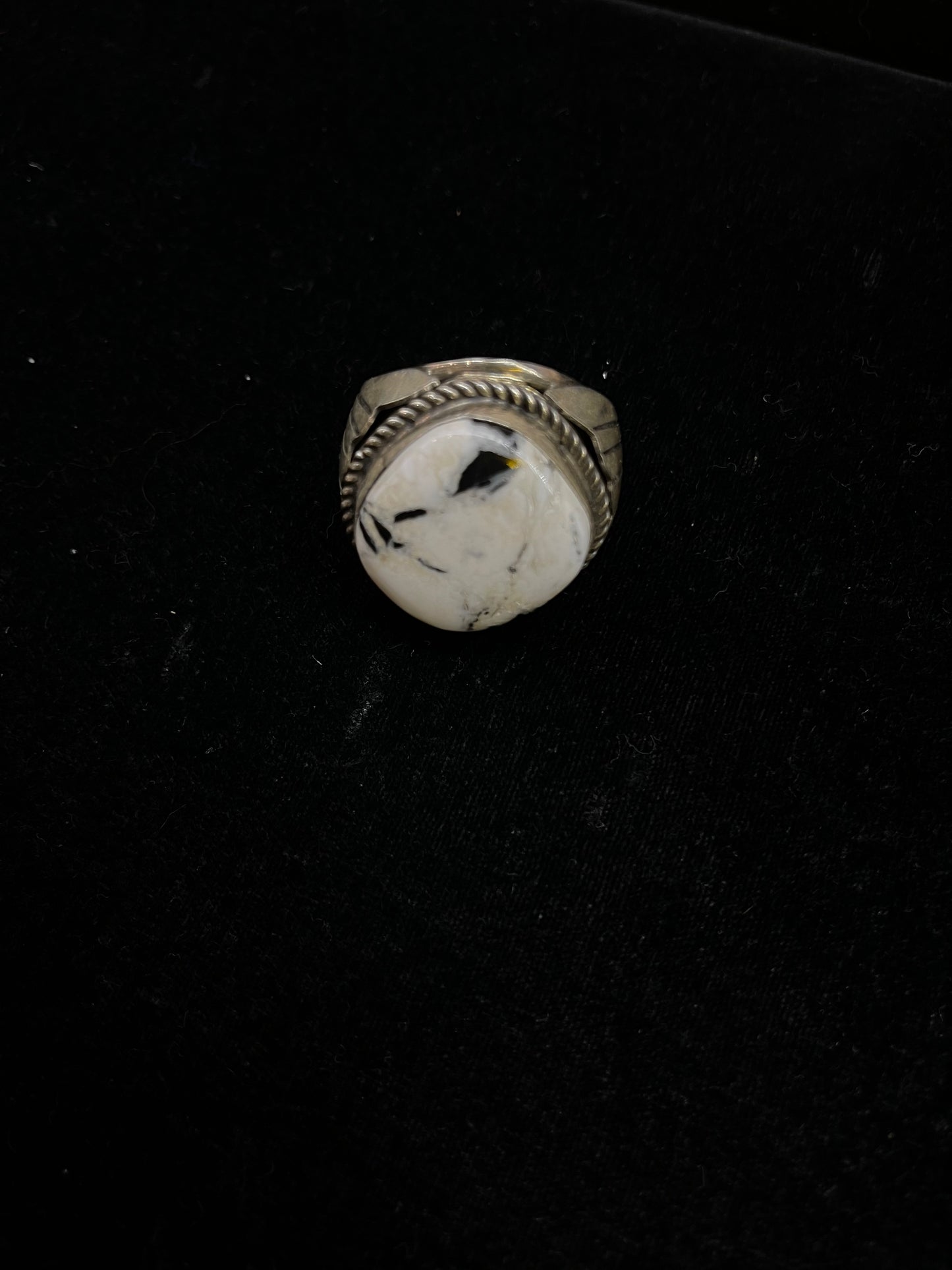 12.5 Heavy Silver White Buffalo Ring By Zia