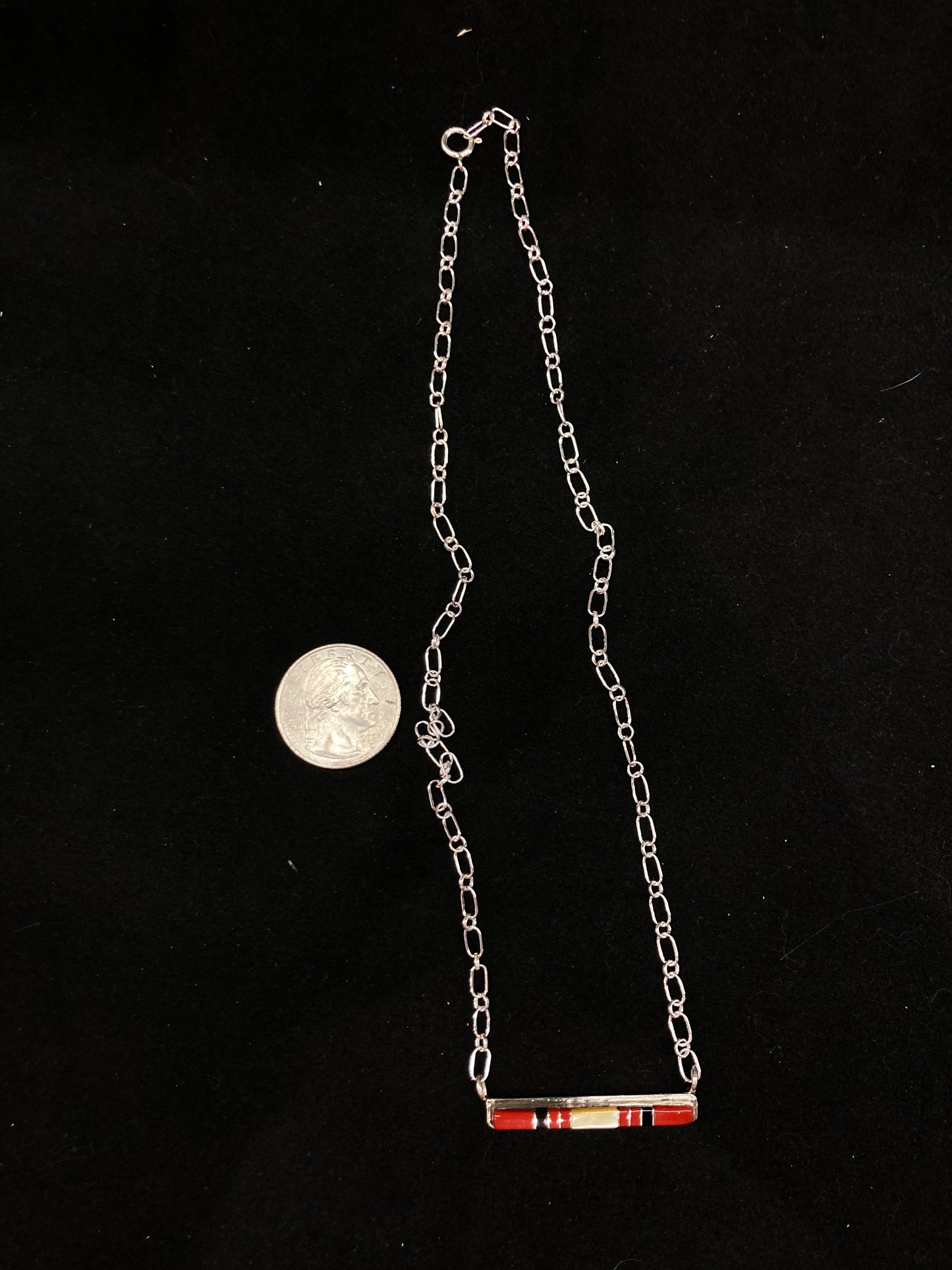 17” Inlay Bar Necklace by Roland Natachu, Zuni