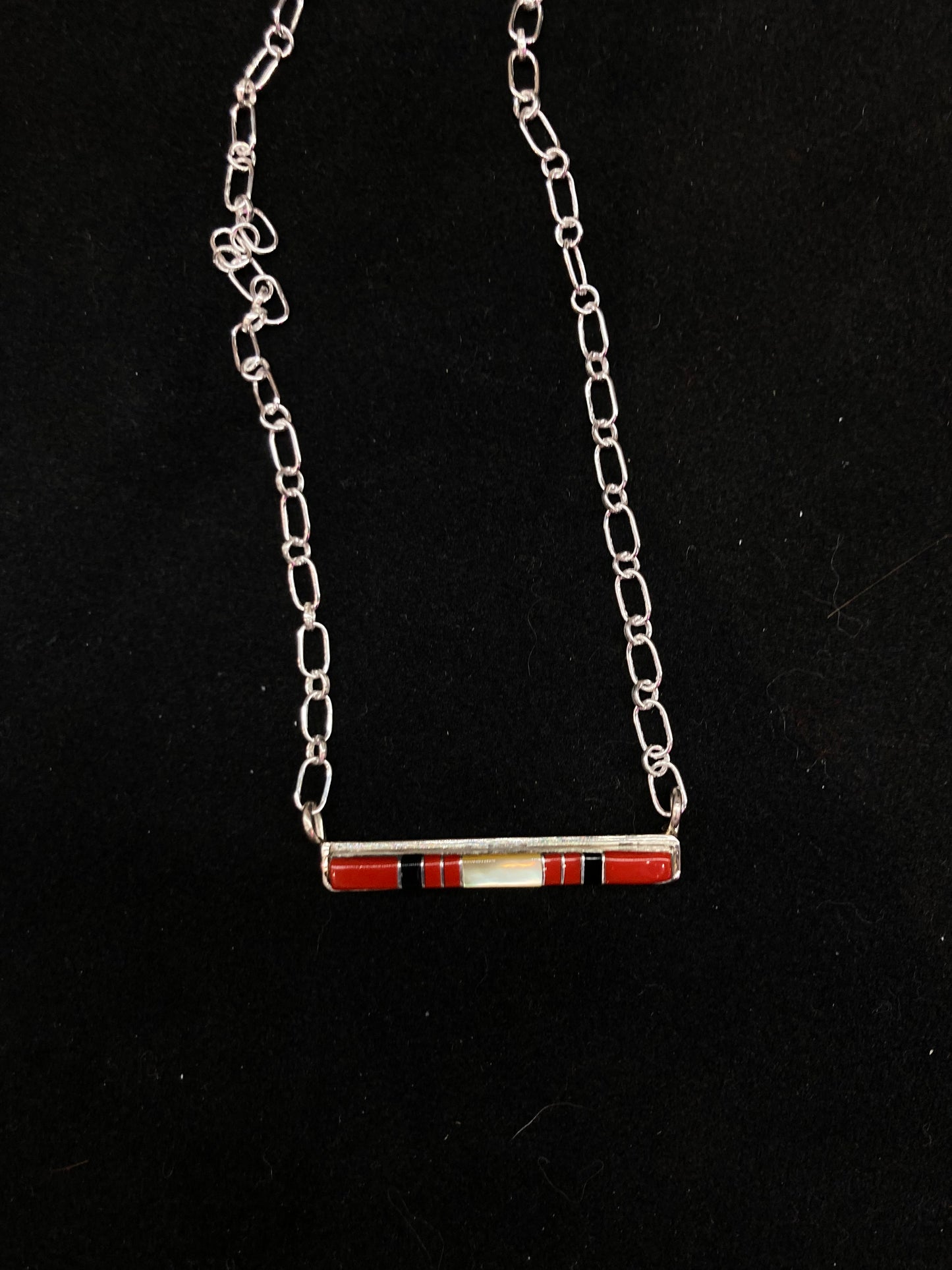 17” Inlay Bar Necklace by Roland Natachu, Zuni