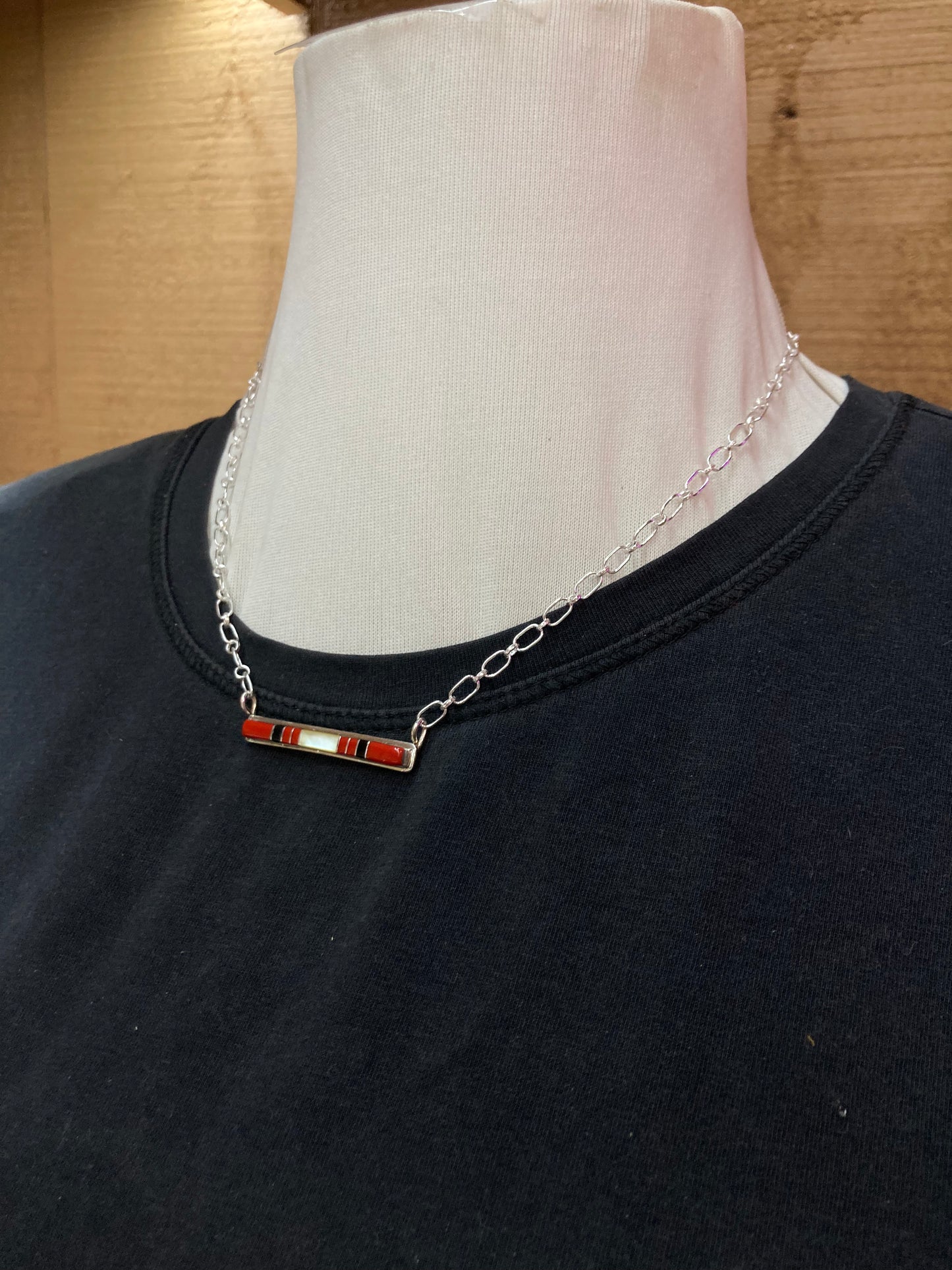 17” Inlay Bar Necklace by Roland Natachu, Zuni