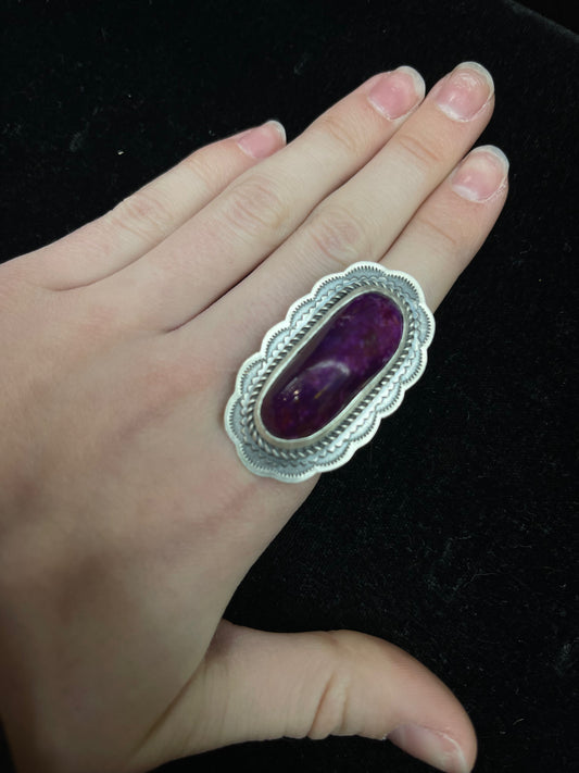 Adjustable Sugilite Ring By Gilbert Platero, Navajo