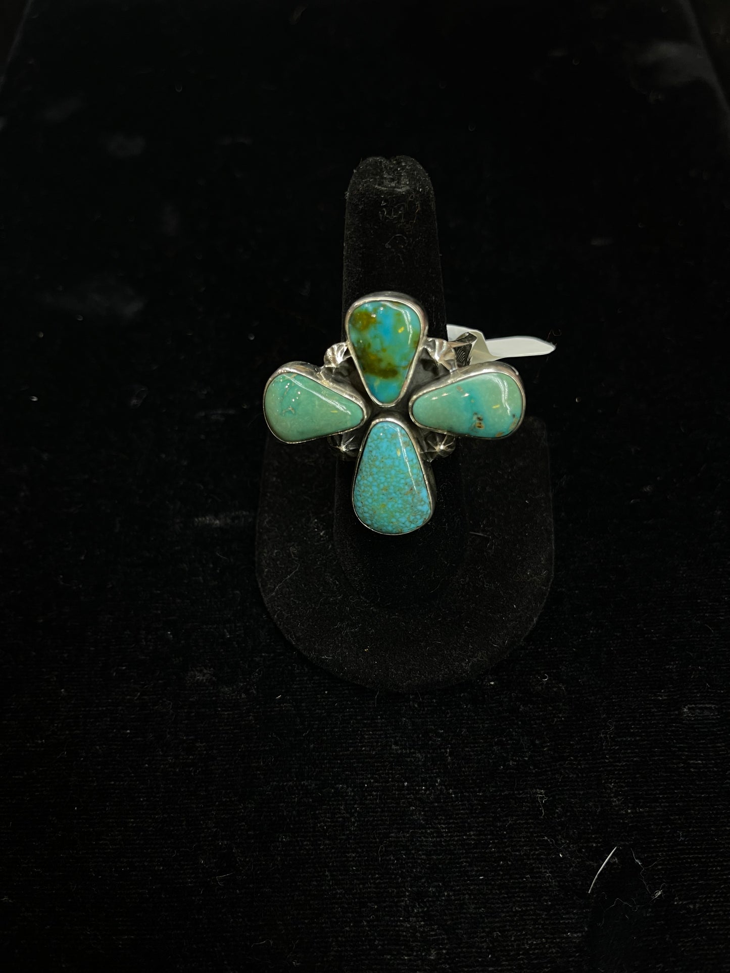 Adjustable Kingman Turquoise Cross Ring By Web