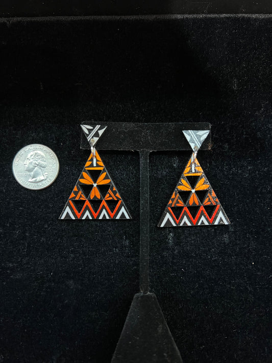 Hand Cut & Hand Painted Post Dangle Earrings by Micah Garcia Santo Domingo