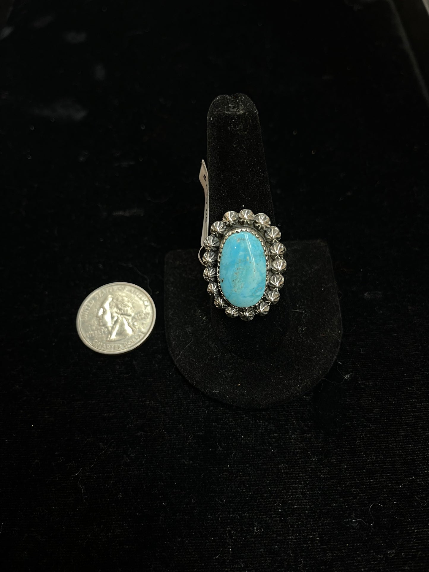 Size 7.0 Kingman Turquoise Oval Ring By Web