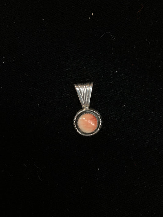 Dainty Orange Spiny Oyster Shell Pendant by Sadie Jim, Navajo