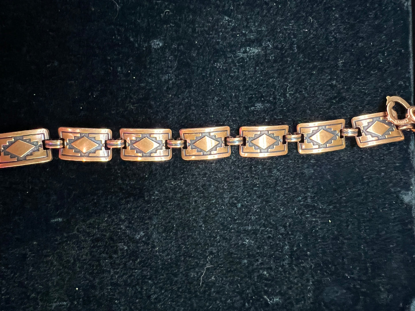 Copper Link Bracelet with Stamping (7 1/2”)