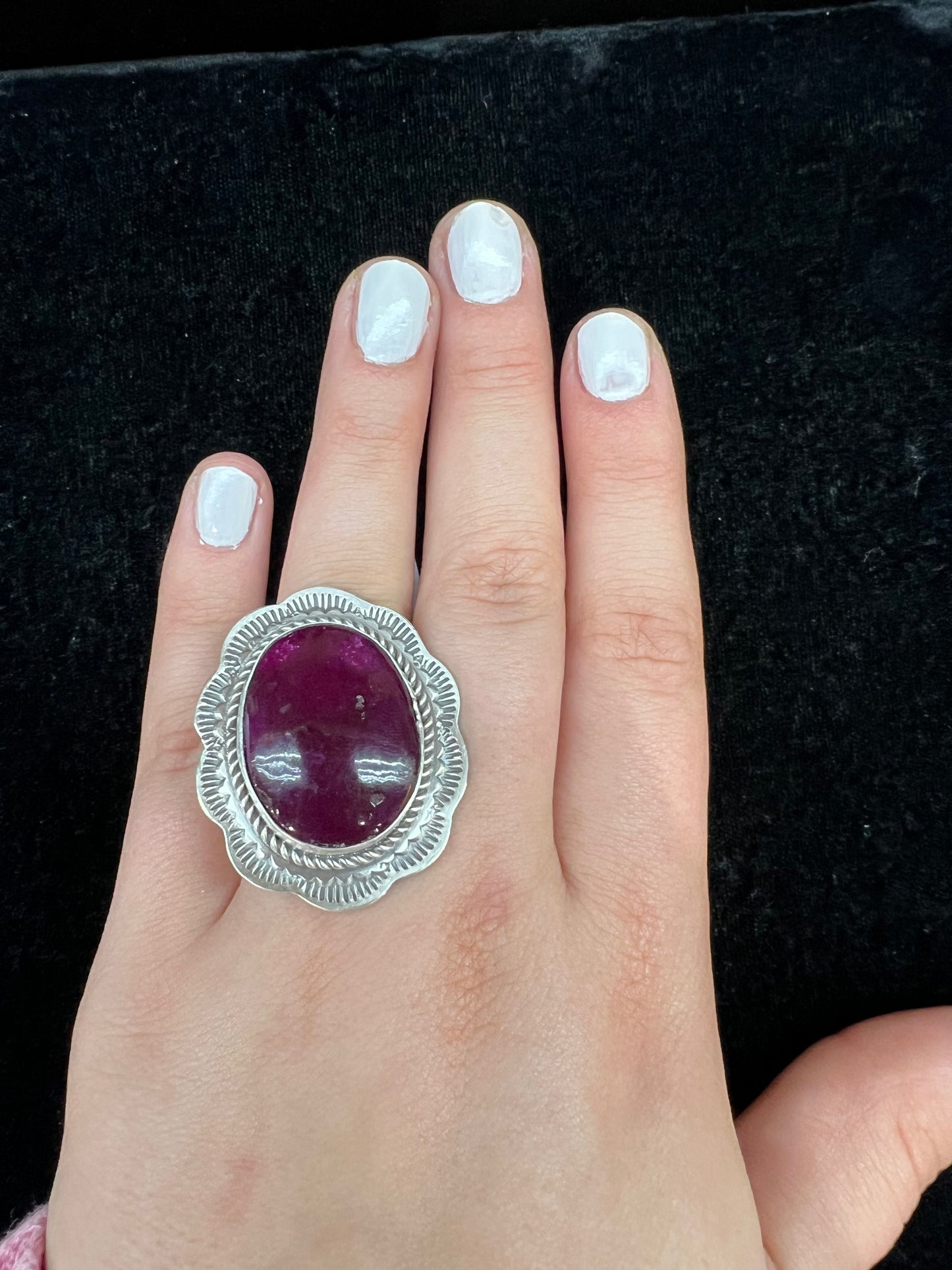 Adjustable Sugilite Ring by Gilbert Platero, Navajo