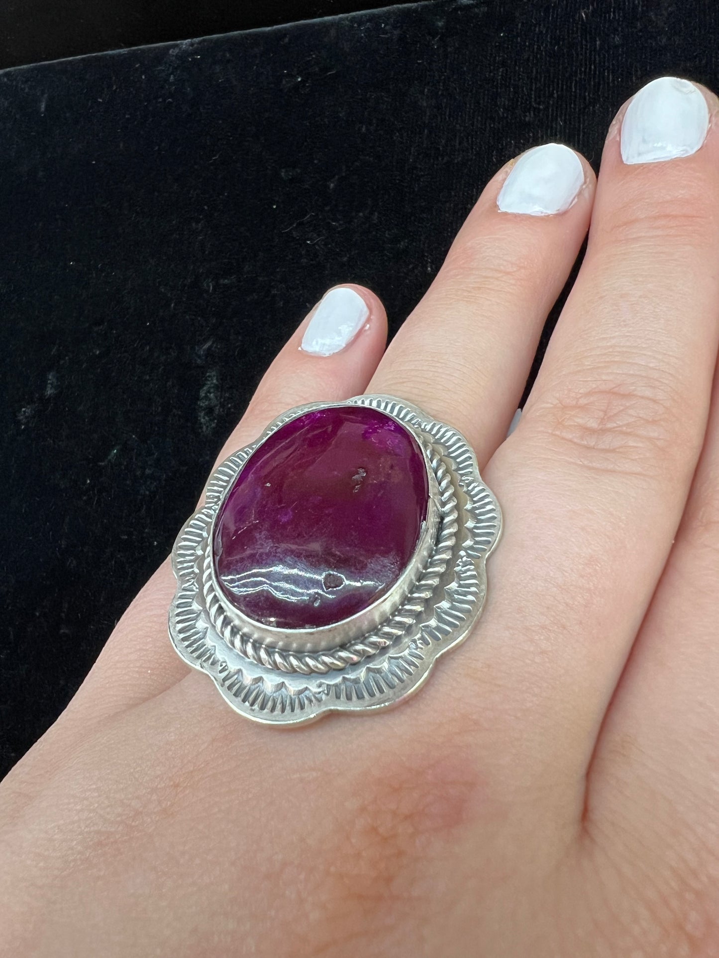 Adjustable Sugilite Ring by Gilbert Platero, Navajo