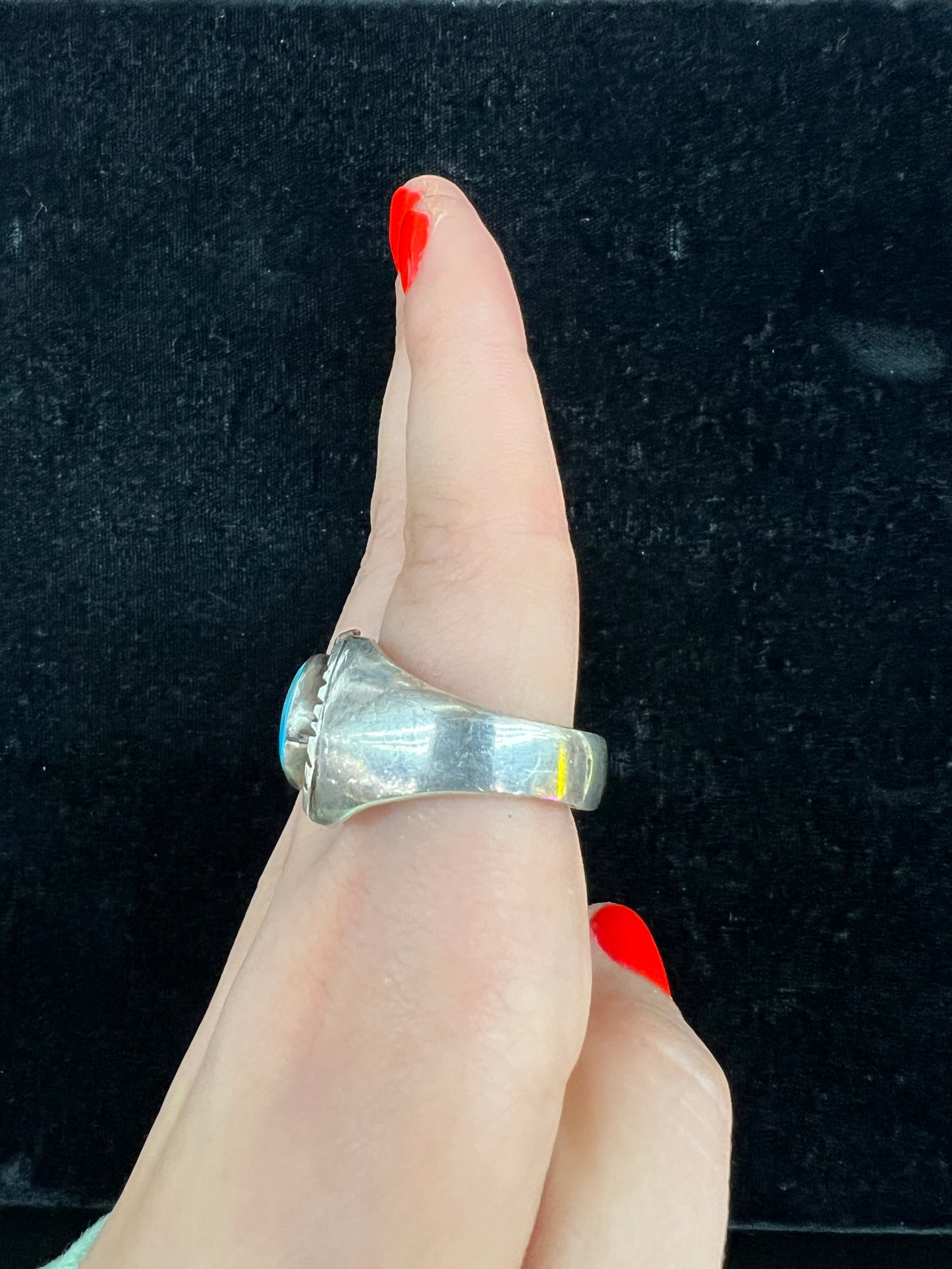 Vintage Kingman and Sterling Silver Big Ring (Size 13.0)