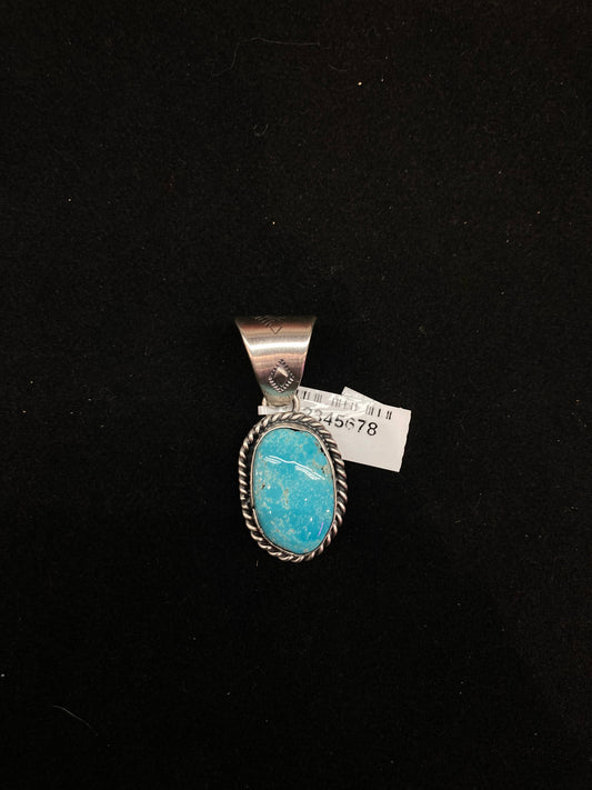 Sonoran Blue Turquoise Pendant with a 12mm Bale by Ned Nez, Navajo