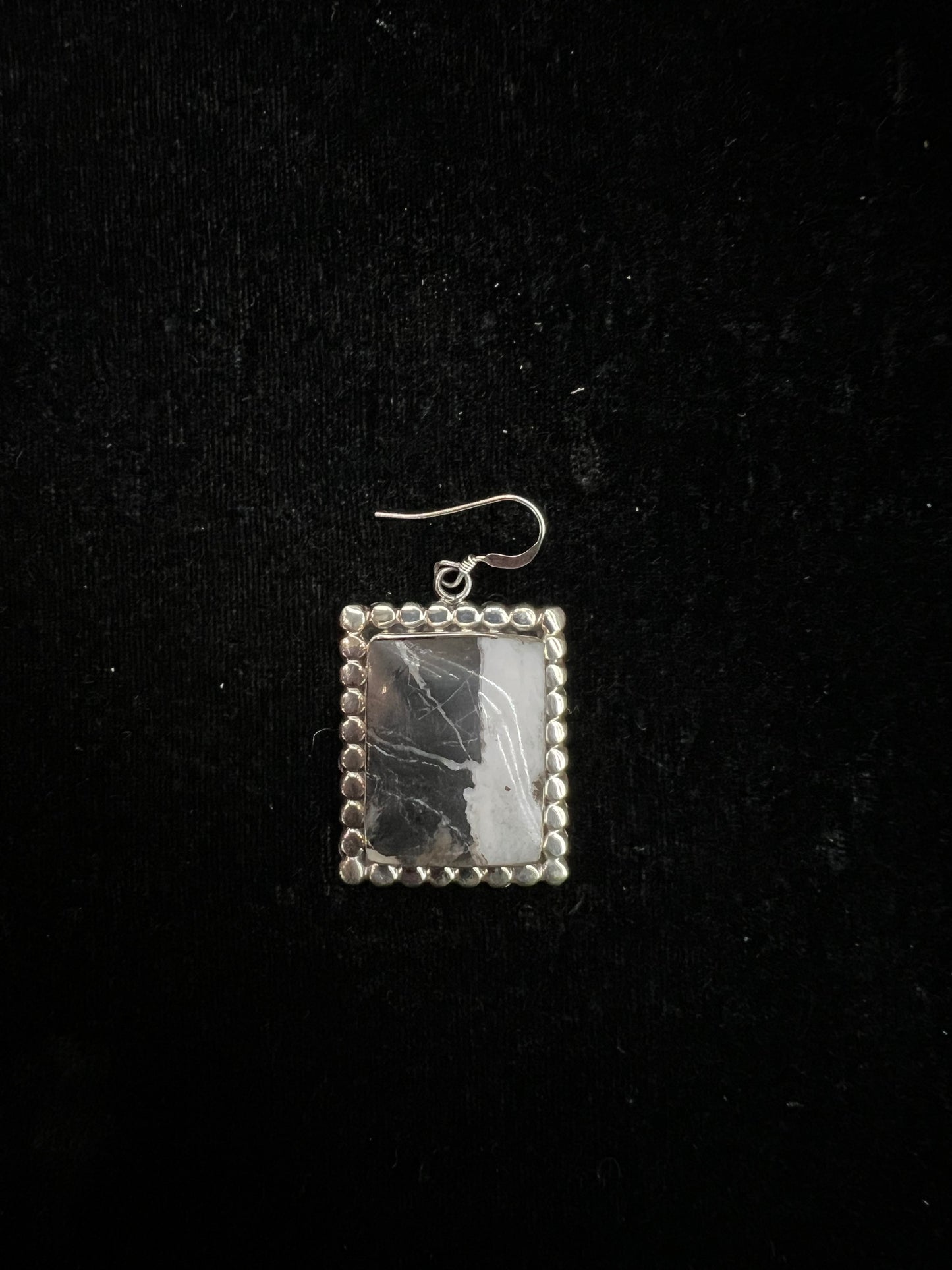 White Buffalo and Sterling Silver Dangle Earrings by Gregg Yazzie