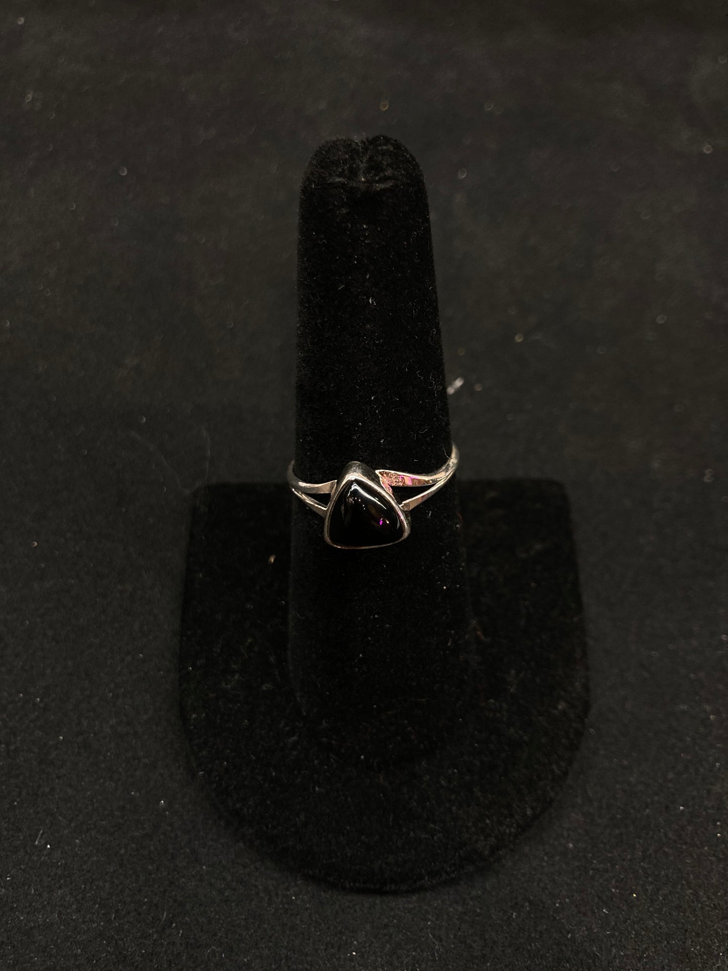 Black Onyx Triangle Ring by Hiram Largo, Navajo