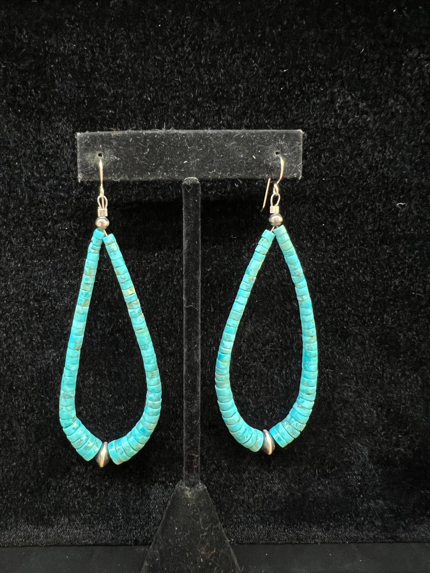Graduated Heishi Beads with Disc Bead Dangle Earrings (3.5 inches long)