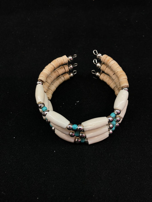 Shell and Turquoise 3 Band Bracelet