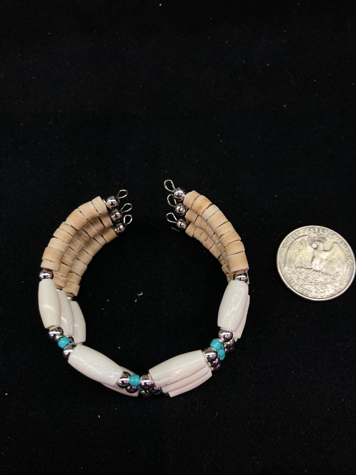 Shell and Turquoise 3 Band Bracelet