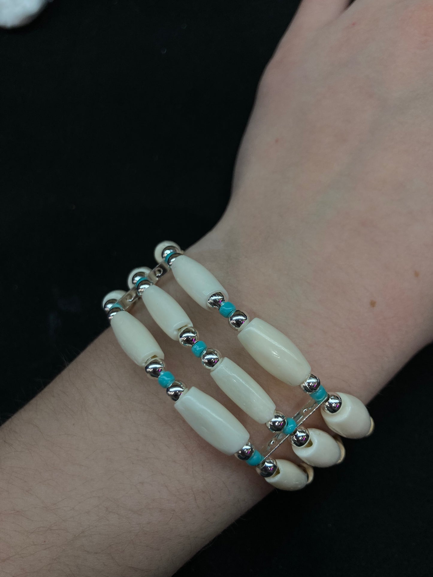 Shell and Turquoise 3 Band Bracelet