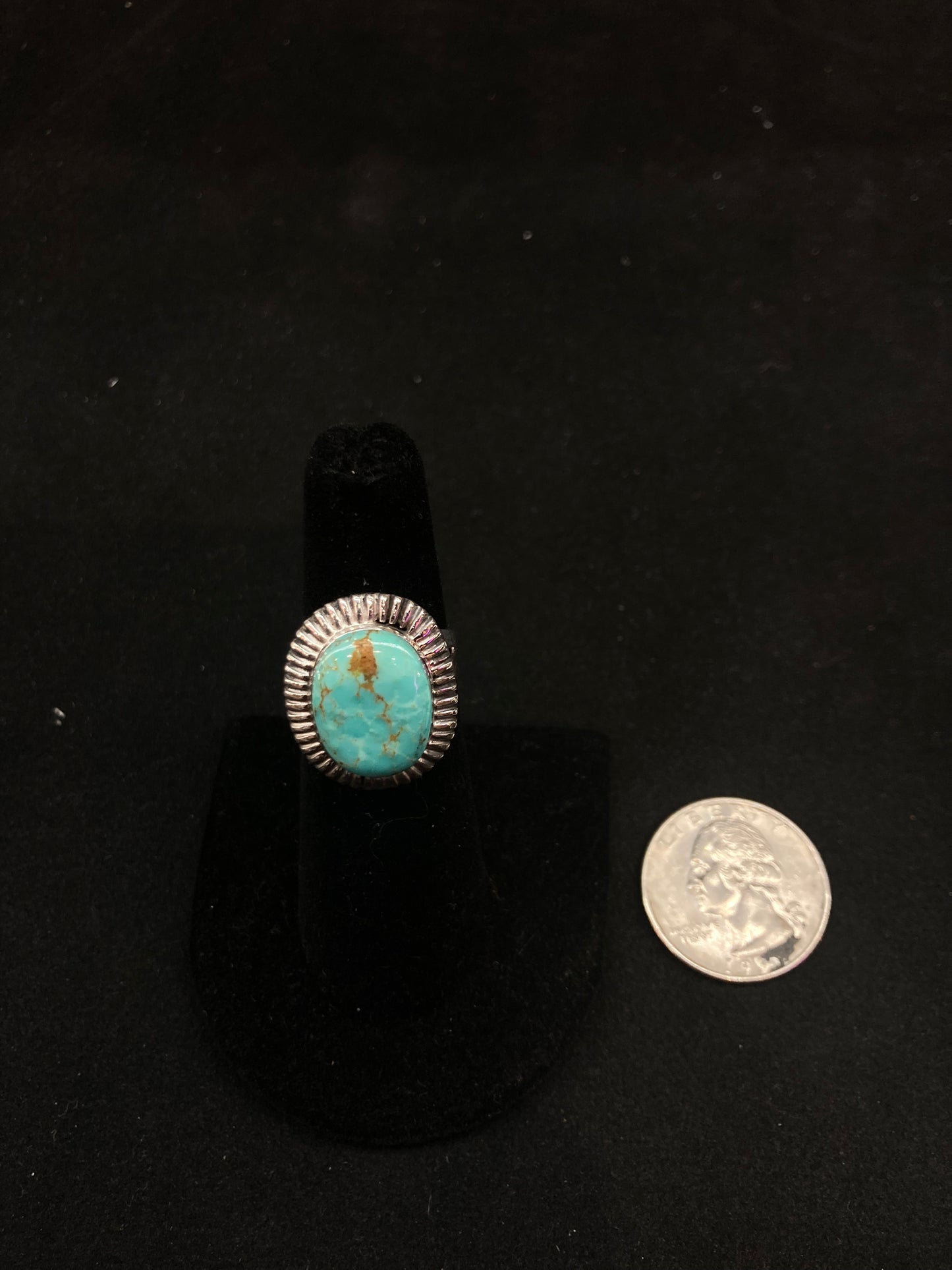 6.0 Royston Turquoise Ring by Kenny Lonjose, Navajo