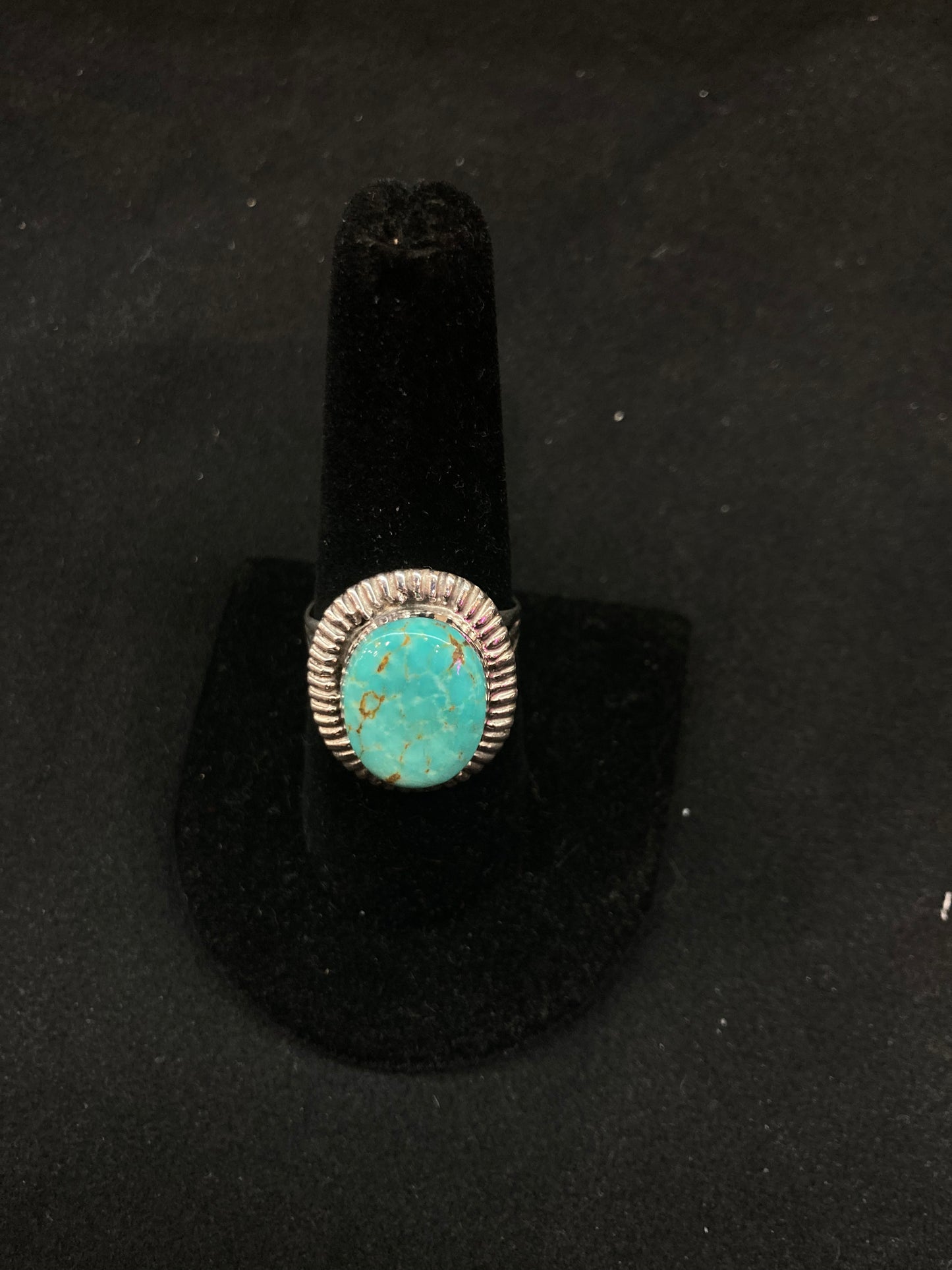9.0 Royston Turquoise Ring by Kenny Lonjose, Navajo