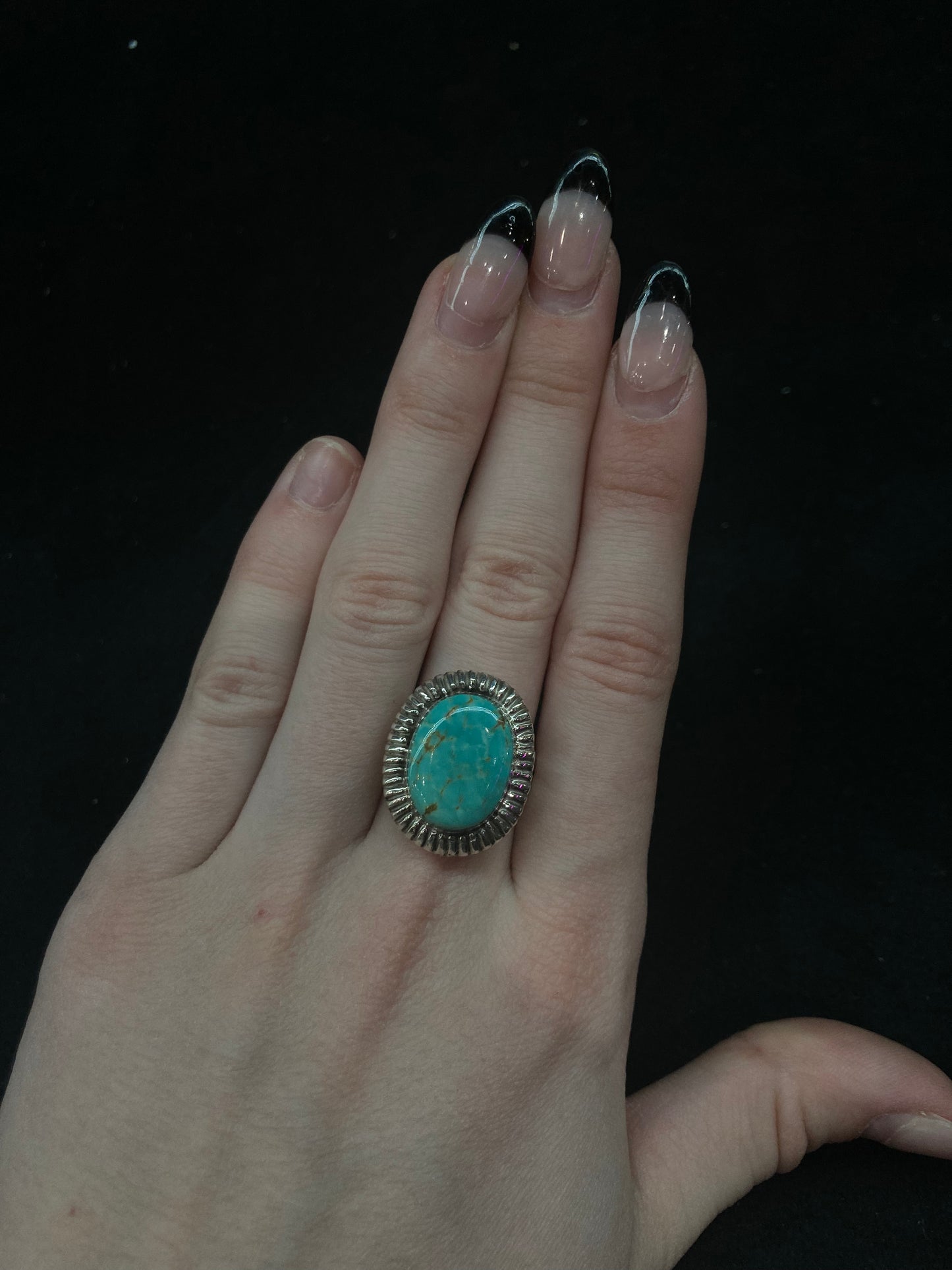 9.0 Royston Turquoise Ring by Kenny Lonjose, Navajo