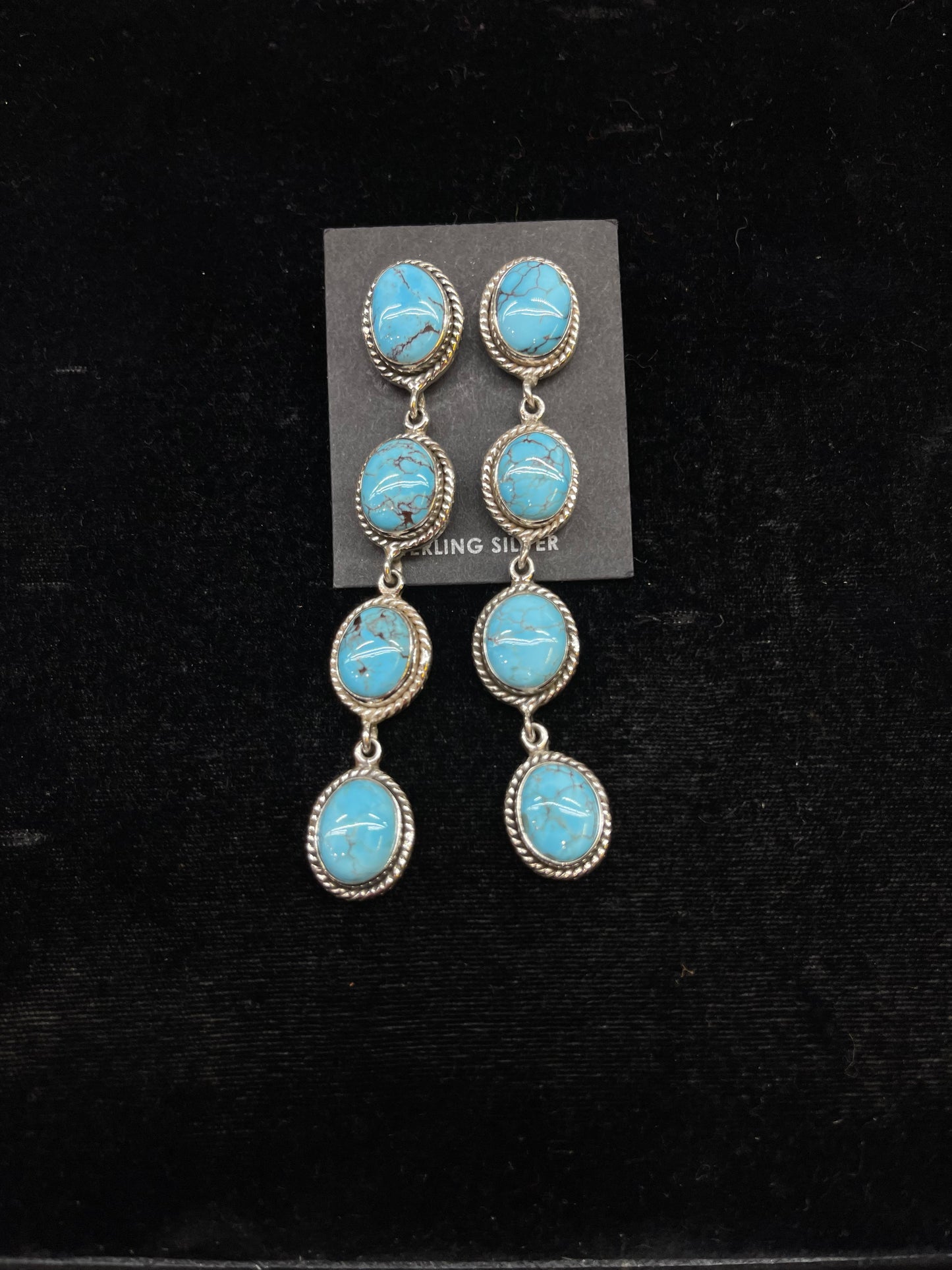 Egyptian Turquoise Earrings 3” long