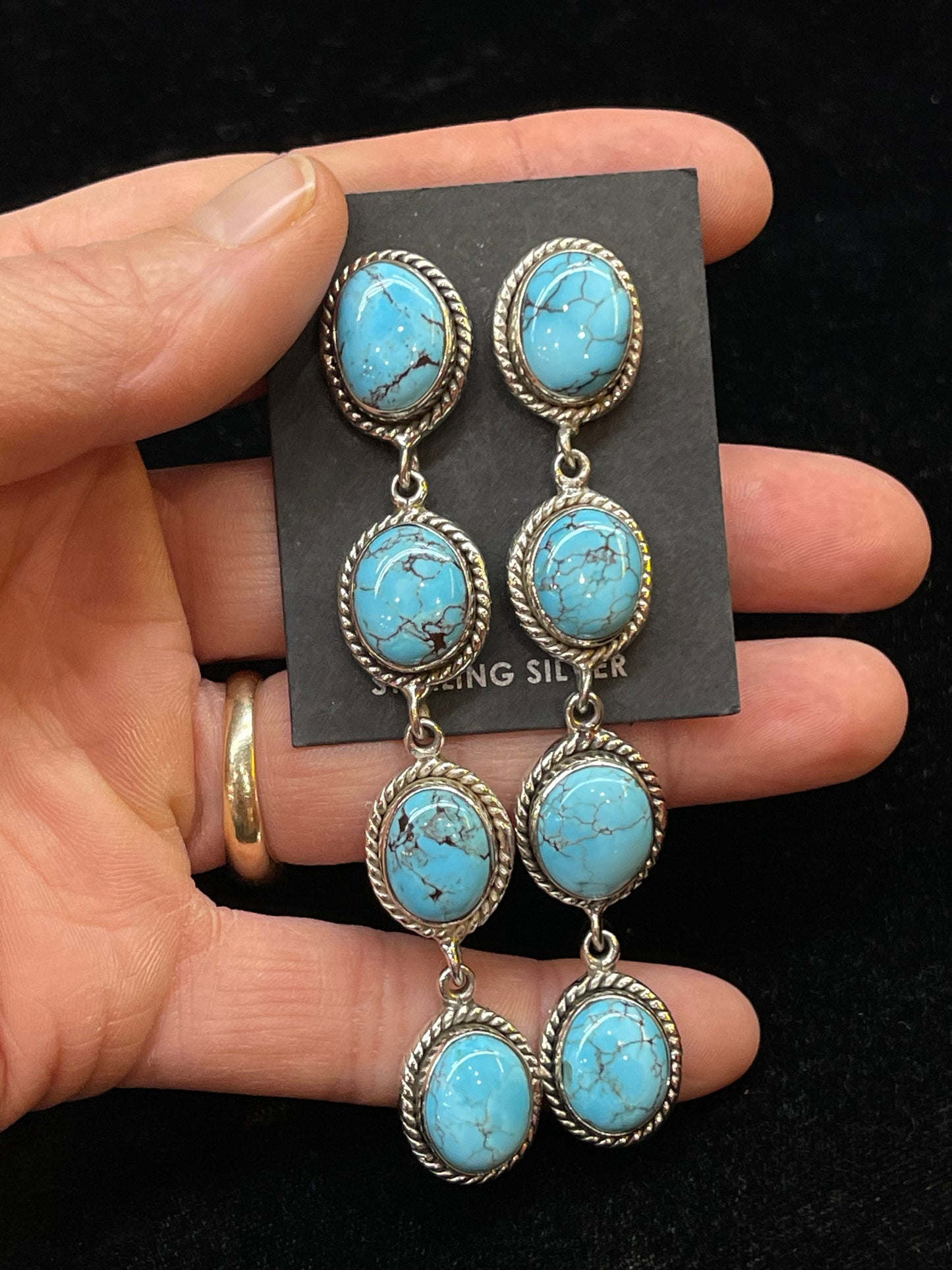 Egyptian Turquoise Earrings 3” long