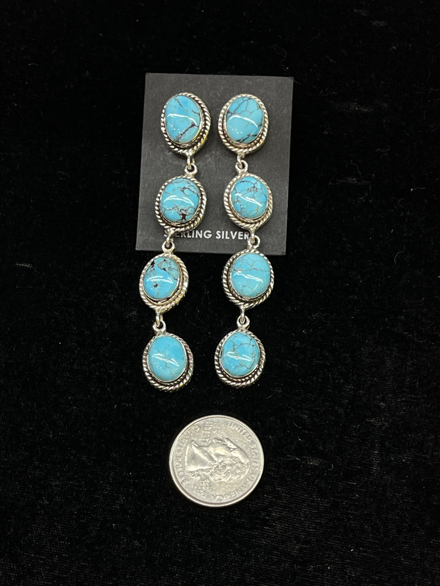 Egyptian Turquoise Earrings 3” long