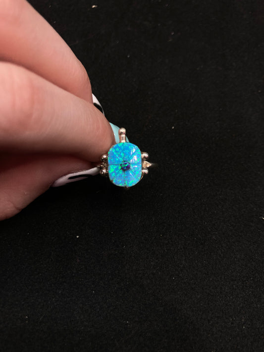 2 Color Opal Ring by Alvina Lamy, Zuni