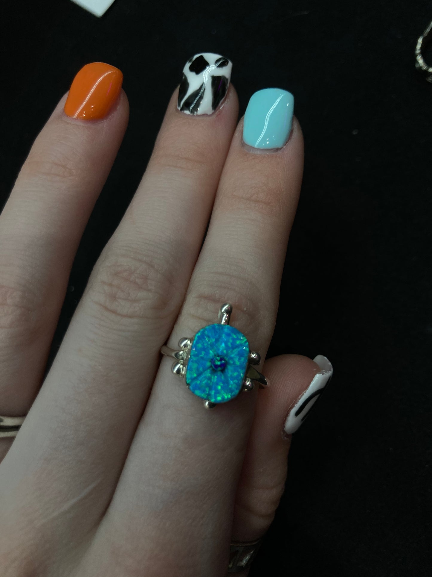 2 Color Opal Ring by Alvina Lamy, Zuni