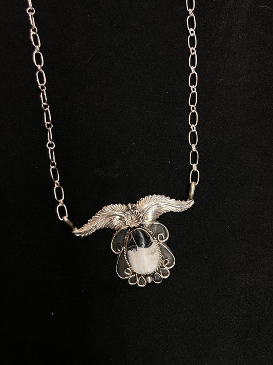 16” White Buffalo Necklace by Sadie Jim, Navajo