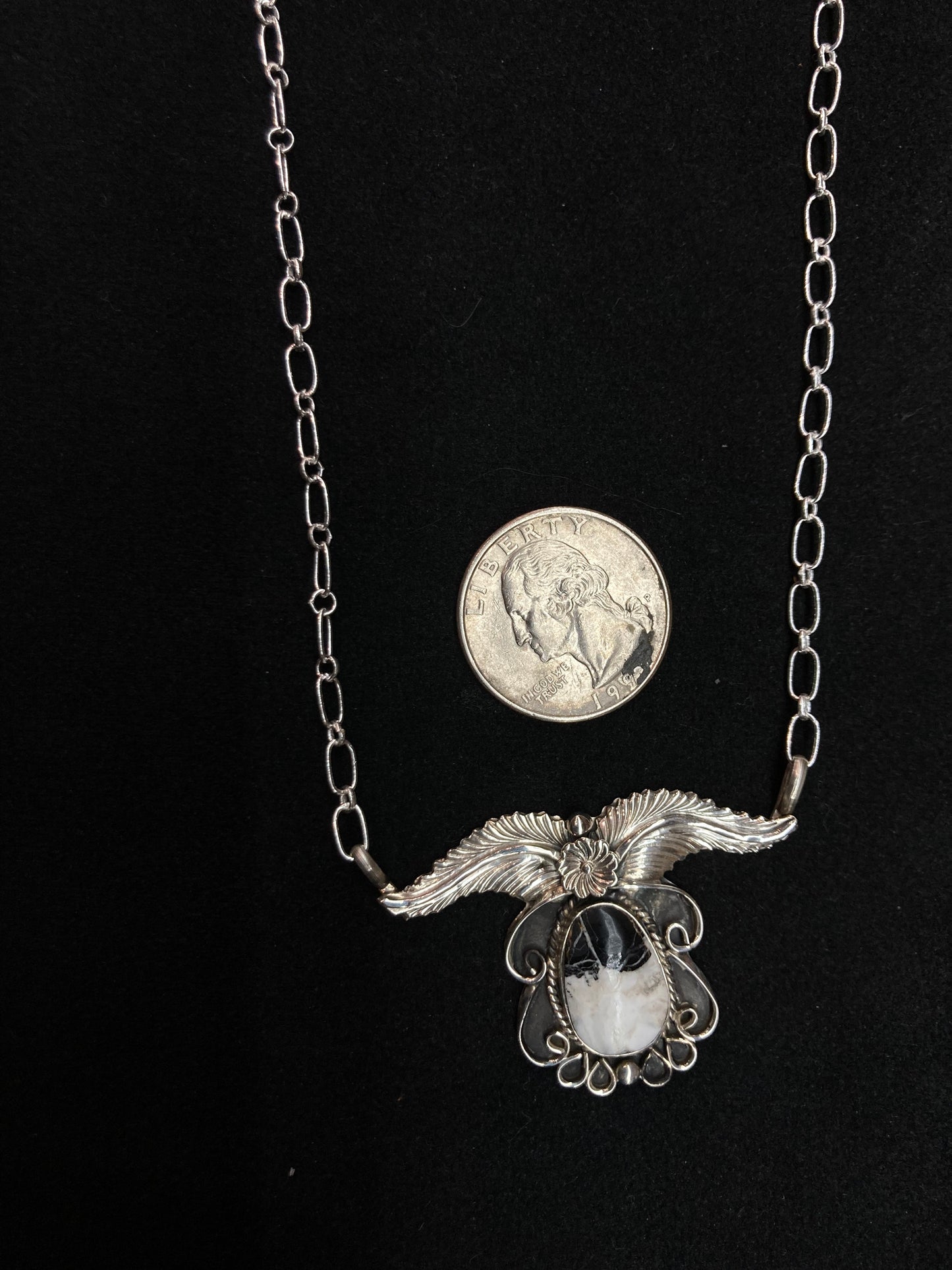 16” White Buffalo Necklace by Sadie Jim, Navajo