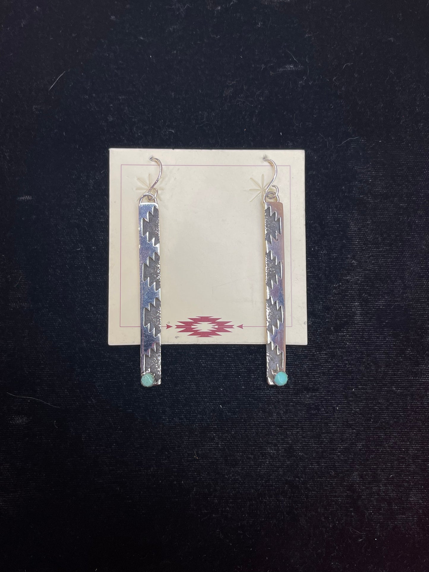 Silver Overlay Earrings with Sleeping Beauty Turquoise by Marie Jackson, Navajo