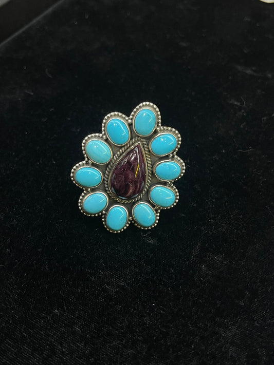 6.5 Purple Spiny Oyster/ Turquoise Ring