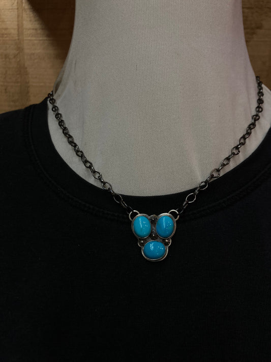 18" 3 Stone Sleeping Beauty Turquoise Necklace by Zia