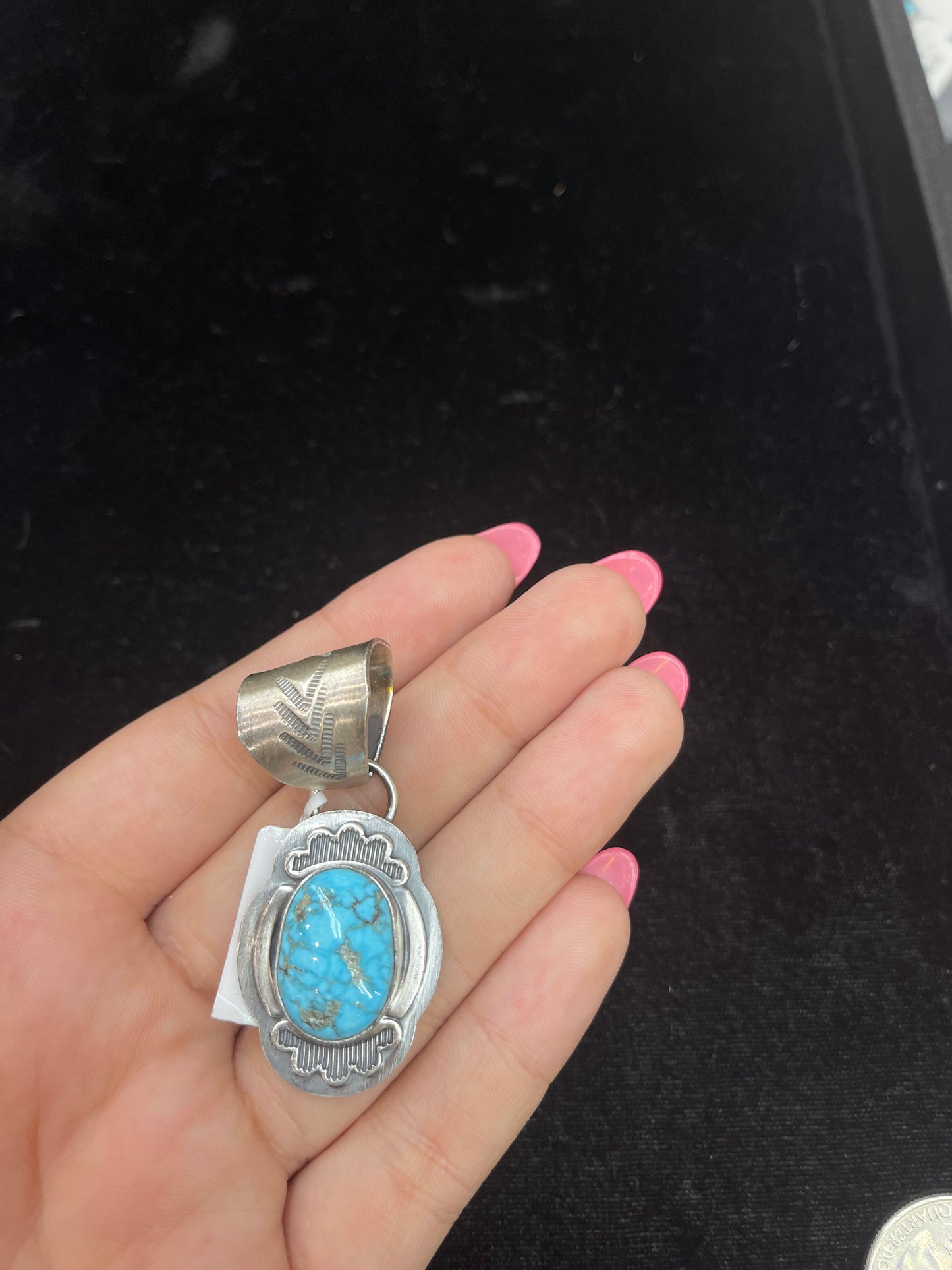 Sonoran Rose Turquoise Pendant by Zia