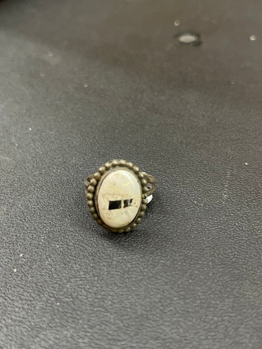 5.5 Dainty White Buffalo Ring by Navajo Artist
