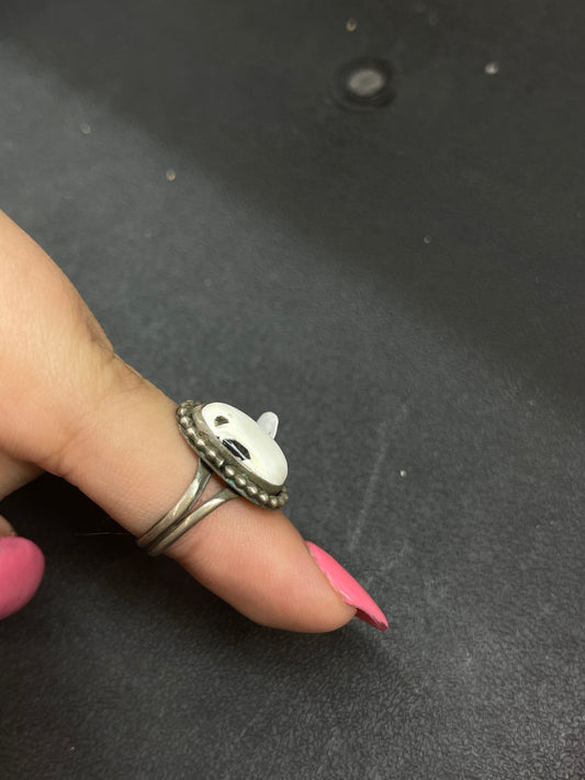 5.5 Dainty White Buffalo Ring by Navajo Artist