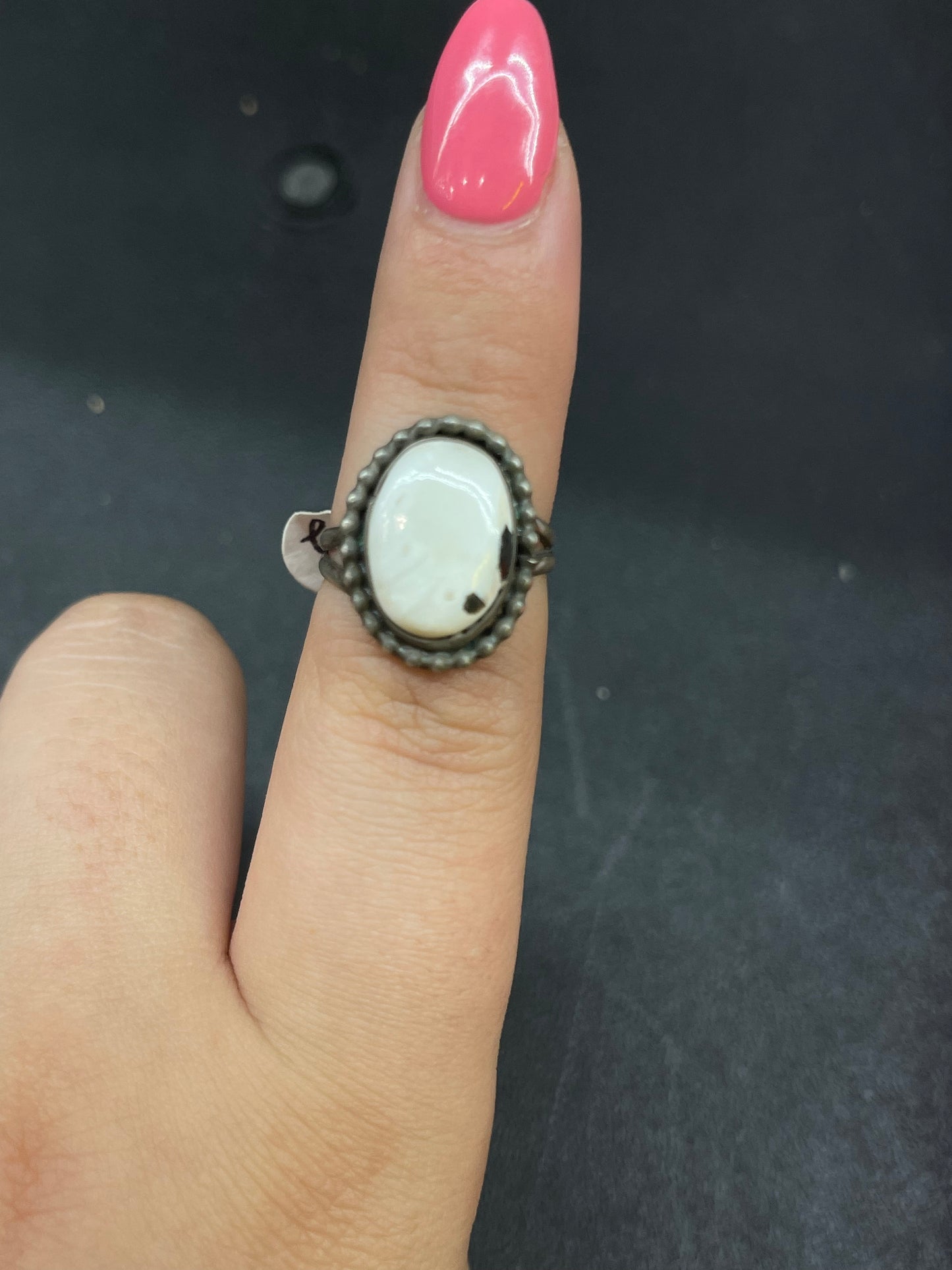 5.5 Dainty White Buffalo Ring by Navajo Artist