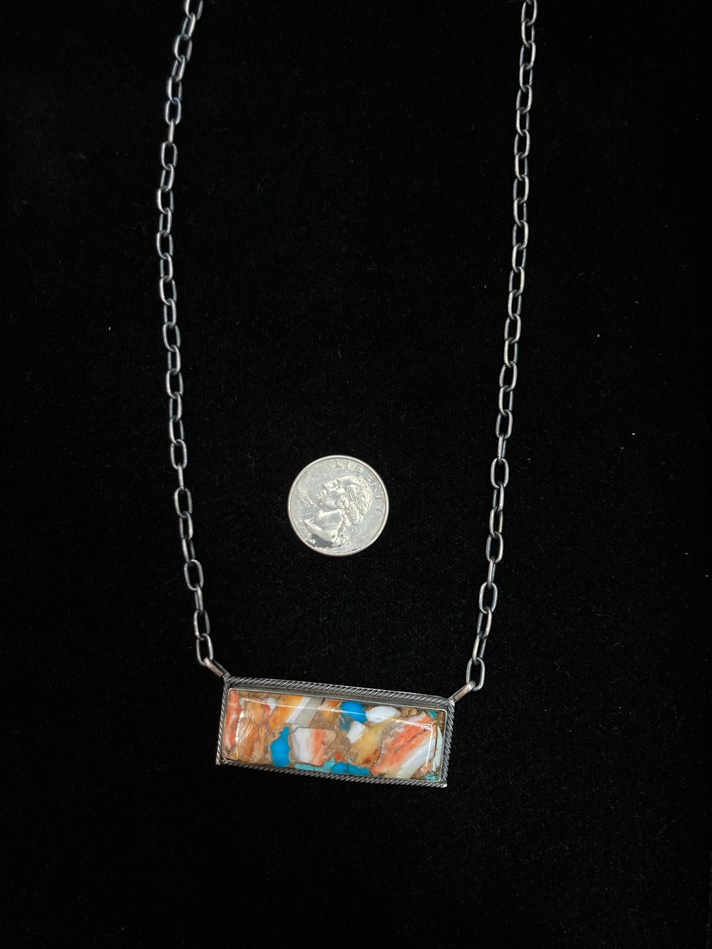 20" Spiny Turquoise Bar Necklace