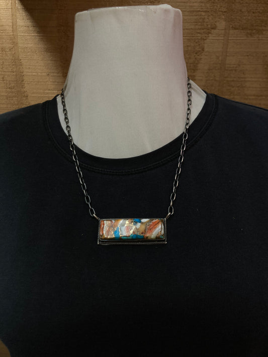 20" Spiny Turquoise Bar Necklace